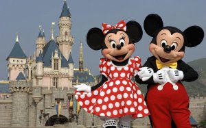 HONG KONG - SEPTEMBER 1: (EDITORIAL USE ONLY) In this handout photo provided by Disney, Mickey and Minnie Mouse are seen in front of the Sleeping Beauty Castle at the new Disneyland Park on September 1, 2005 in Hong Kong. The new theme park and vacation resort will officially open September 12. (Photo by Mark Ashman/Disney via Getty Images)